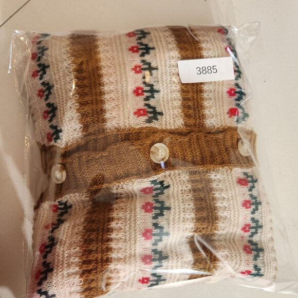 Shein Cardigan Retro Sweater Womens Button-Up Floral Brown White 3XL - Picture 11 of 11